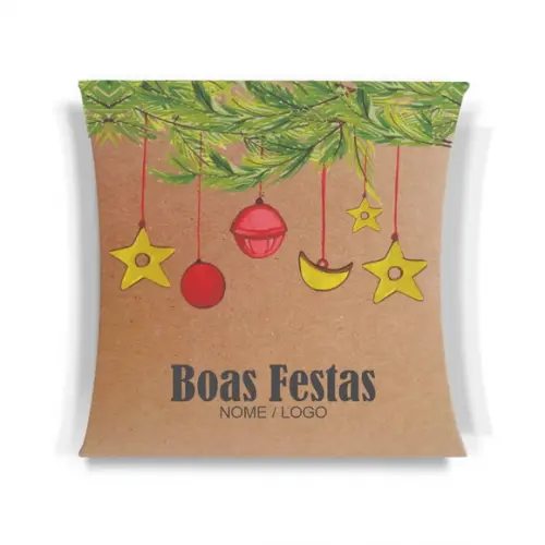 Caixa Travesseiro / Almofada Personaliz. Boas Festas. Mod109