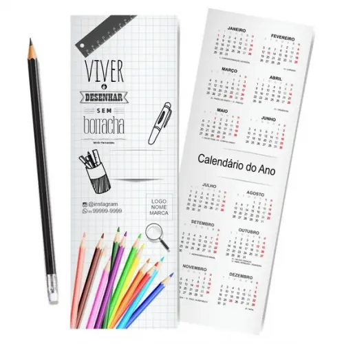 Card com Lápis e Borracha ou Caneta, Personalizado. M022