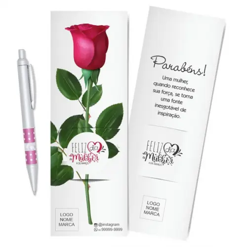 Card com Lápis e Borracha ou Caneta, Personalizado. M040.