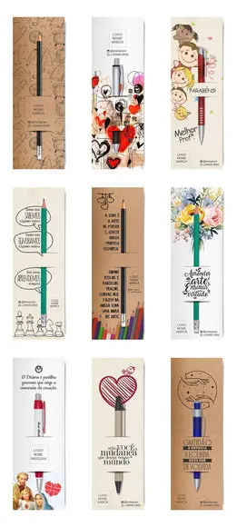 Card com Lápis e Borracha ou Caneta, Personalizado. M046.