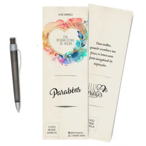 Card com Lápis e Borracha ou Caneta, Personalizado. M048