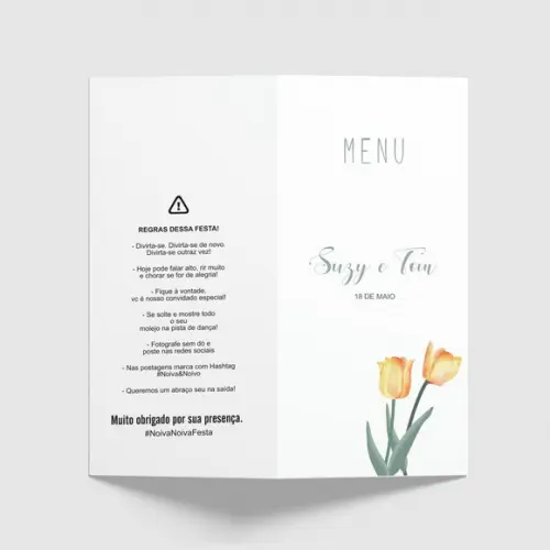 Cardápio / Menu Personalizado Casamento e Festas