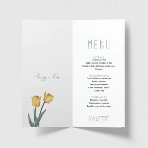 Cardápio / Menu Personalizado Casamento e Festas