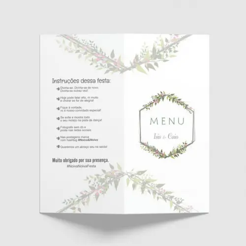 Cardápio / Menu Personalizado Casamento e Festas