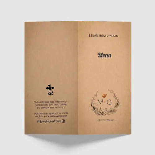 Cardápio / Menu Personalizado Casamento e Festas