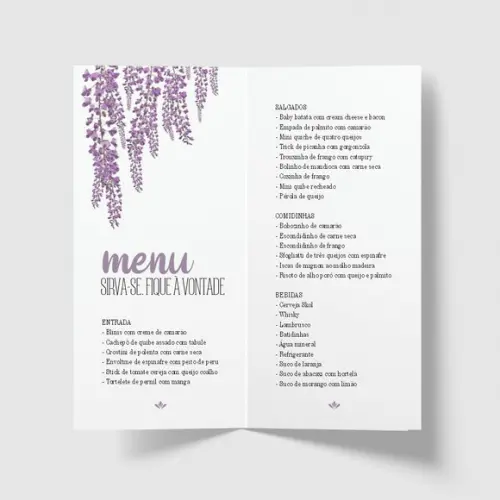 Cardápio / Menu Personalizado Casamento e Festas