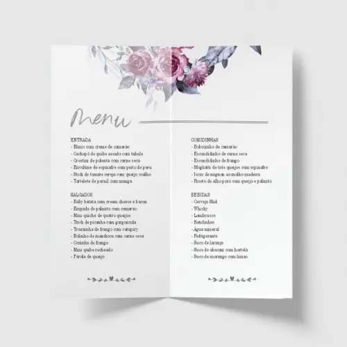 Cardápio / Menu Personalizado Casamento e Festas