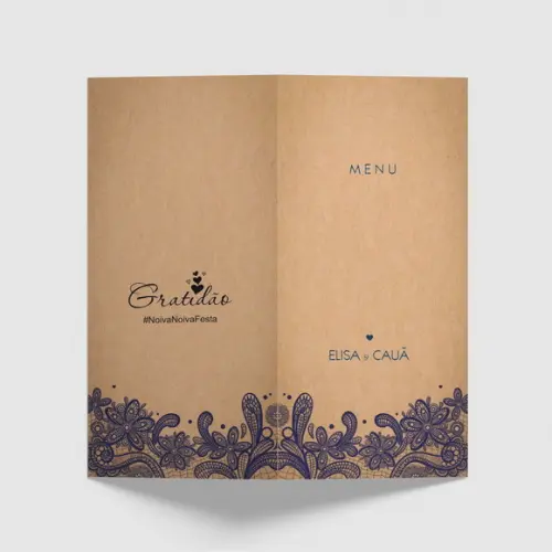 Cardápio / Menu Personalizado Casamento e Festas