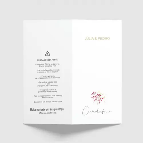 Cardápio / Menu Personalizado Casamento e Festas