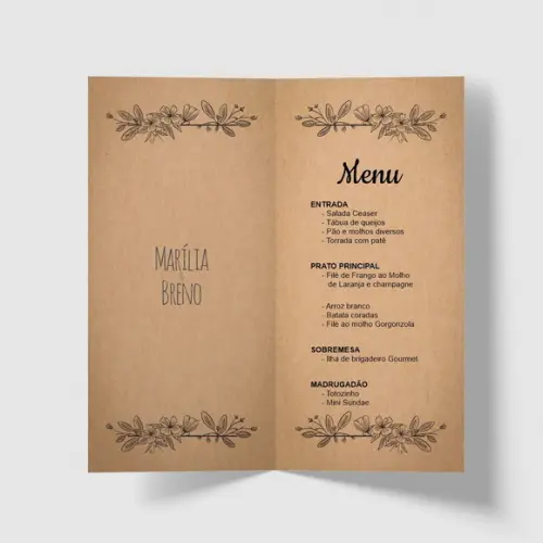 Cardápio / Menu Personalizado Casamento e Festas