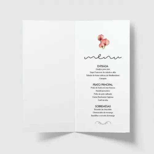 Cardápio / Menu Personalizado Casamento e Festas