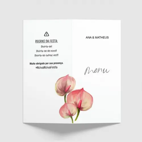 Cardápio / Menu Personalizado Casamento e Festas