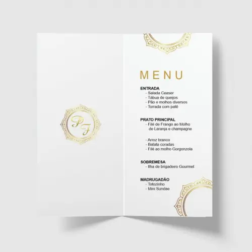 Cardápio / Menu Personalizado Casamento e Festas