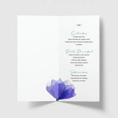 Cardápio / Menu Personalizado Casamento e Festas