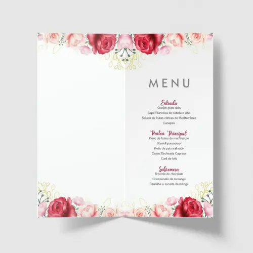 Cardápio / Menu Personalizado Casamento e Festas