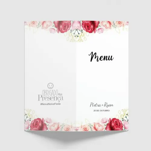 Cardápio / Menu Personalizado Casamento e Festas