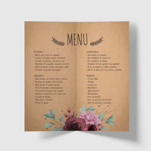 Cardápio / Menu Personalizado Casamento e Festas