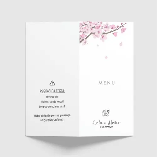 Cardápio / Menu Personalizado Casamento e Festas