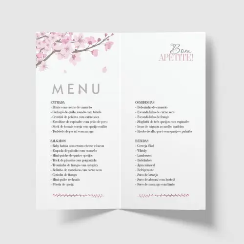 Cardápio / Menu Personalizado Casamento e Festas
