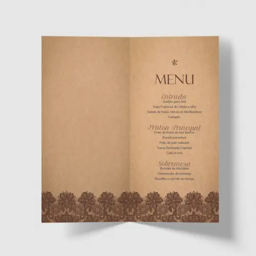 Cardápio / Menu Personalizado Casamento e Festas