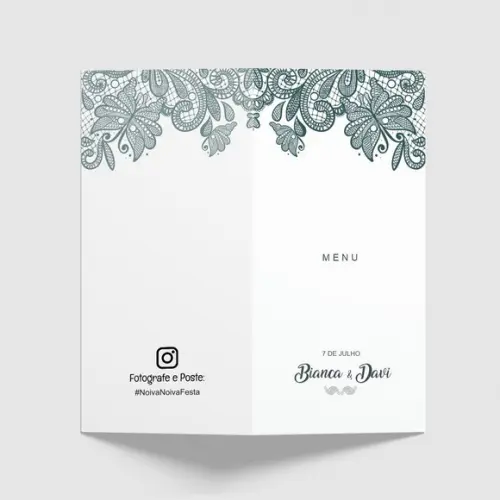 Cardápio / Menu Personalizado Casamento e Festas