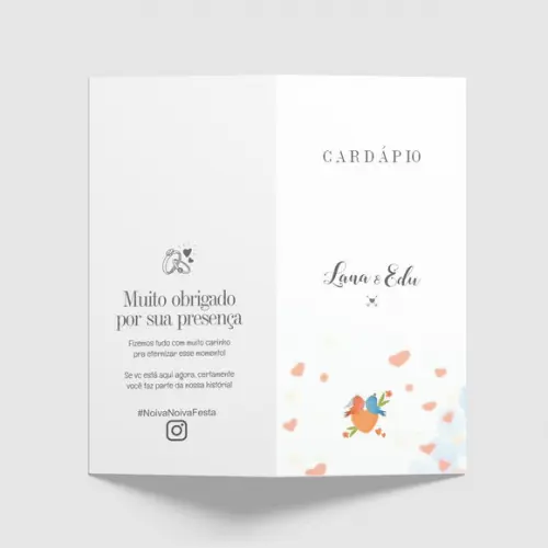 Cardápio / Menu Personalizado Casamento e Festas
