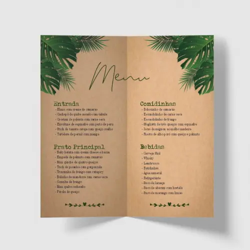 Cardápio / Menu Personalizado Casamento e Festas