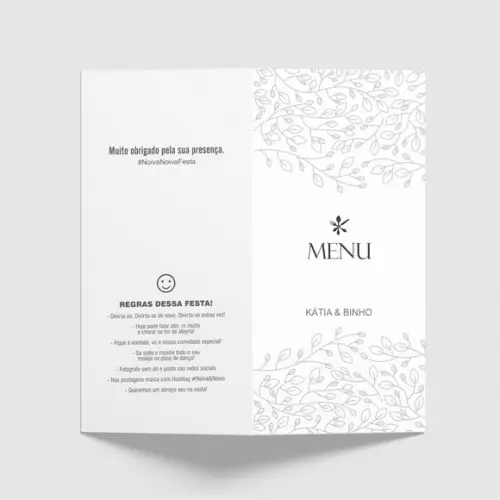 Cardápio / Menu Personalizado Casamento e Festas