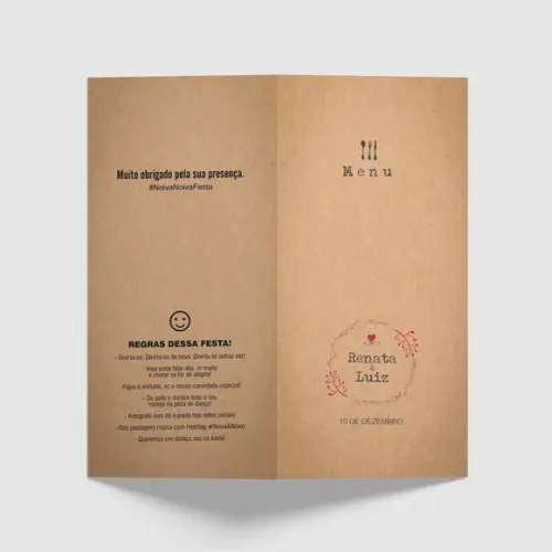 Cardápio / Menu Personalizado Casamento e Festas