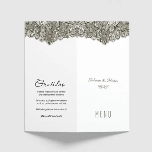 Cardápio / Menu Personalizado Casamento e Festas