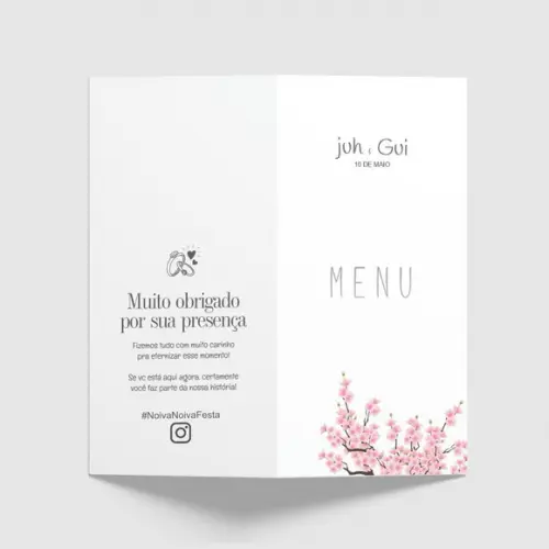 Cardápio / Menu Personalizado Casamento e Festas