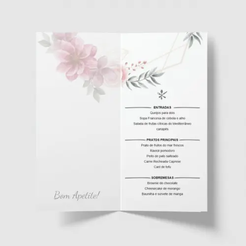 Cardápio / Menu Personalizado Casamento e Festas