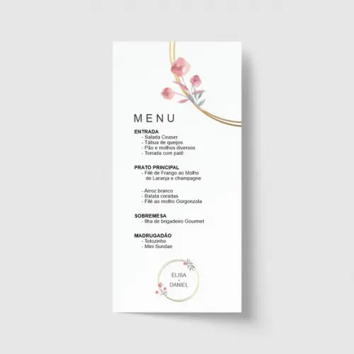 Cardápio / Menu personalizado casamento e festas 10cm x 21cm