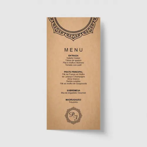 Cardápio / Menu personalizado casamento e festas 10cm x 21cm