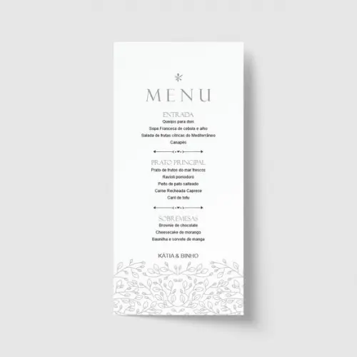 Cardápio / Menu personalizado casamento e festas 10cm x 21cm