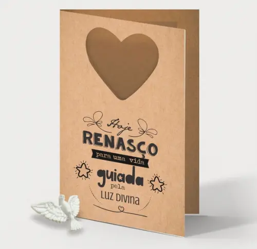 Cartão Batismo Person. c/ Aplique Divino Espírito Santo