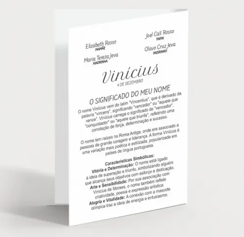 Cartão Batismo Person. c/ Aplique Divino Espírito Santo