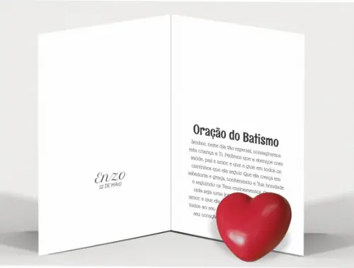 Cartão Batizado Personalizado c/ Aplique Sabonete Coração