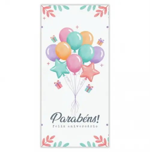 Cartão de Aniversário Personalizado. 10x21cm. Pct. c/ 12un