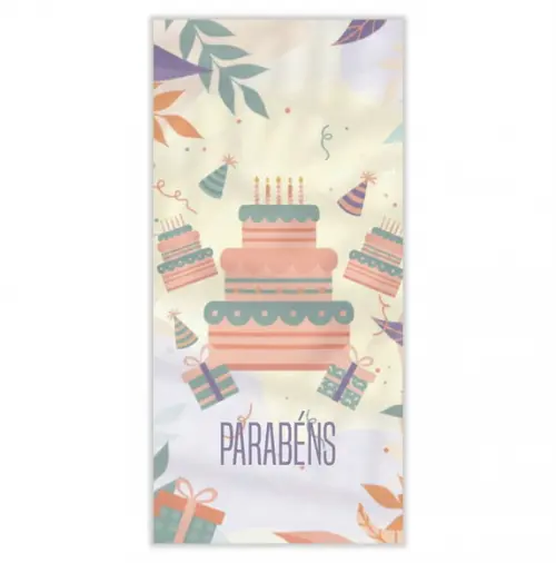 Cartão de Aniversário Personalizado. 10x21cm. Pct. c/ 12un