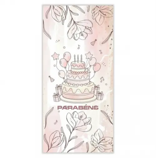 Cartão de Aniversário Personalizado. 10x21cm. Pct. c/ 12un