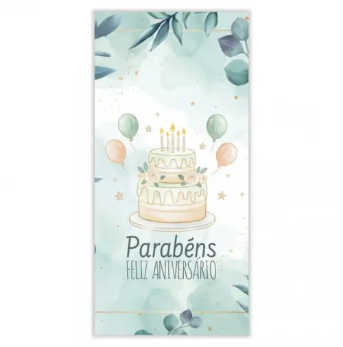 Cartão de Aniversário Personalizado. 10x21cm. Pct. c/ 12un