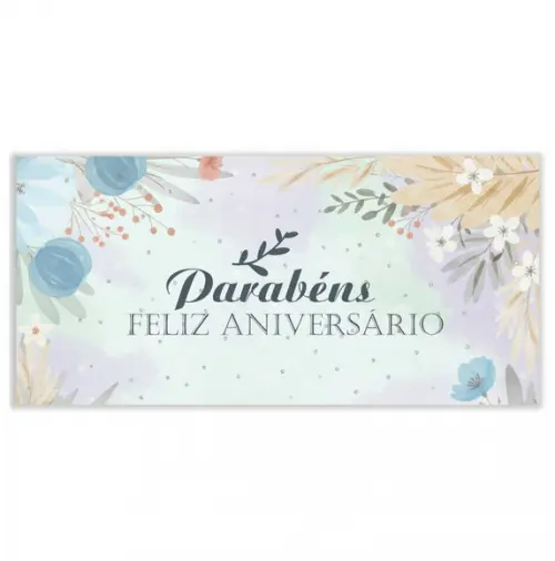Cartão de Aniversário Personalizado. 10x21cm. Pct. c/ 12un