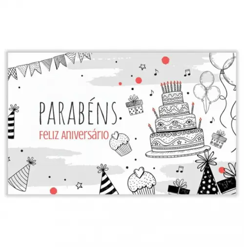 Cartão de Aniversário Personalizado. 12x19cm. Pct. c/ 12un