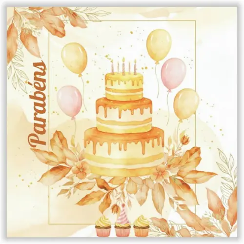 Cartão de Aniversário Personalizado. 15x15cm. Pct. c/ 12un