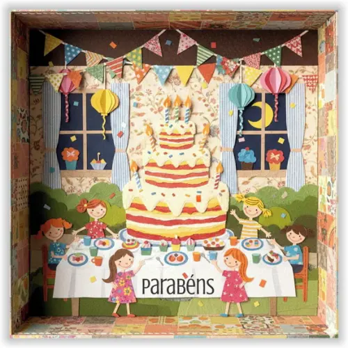 Cartão de Aniversário Personalizado. 15x15cm. Pct. c/ 12un