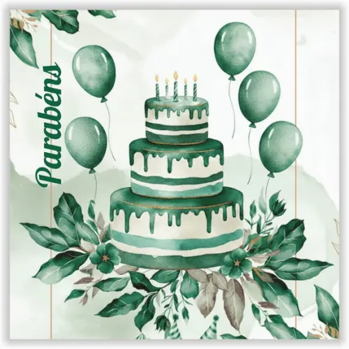 Cartão de Aniversário Personalizado. 15x15cm. Pct. c/ 12un