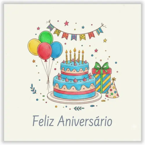 Cartão de Aniversário Personalizado. 15x15cm. Pct. c/ 12un