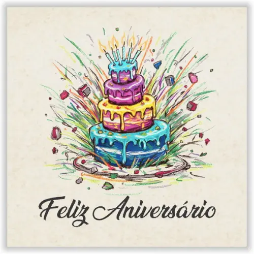 Cartão de Aniversário Personalizado. 15x15cm. Pct. c/ 12un
