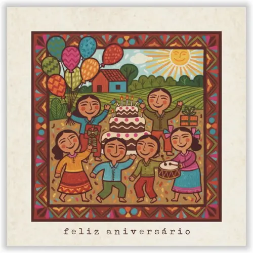 Cartão de Aniversário Personalizado. 15x15cm. Pct. c/ 12un